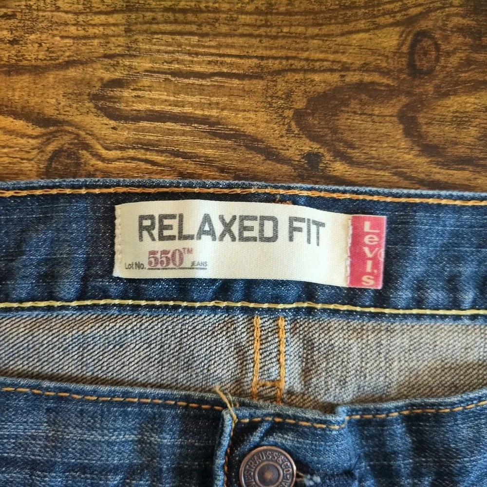 Levis 550 Mens Relaxed Fit Tapered Leg Dark Wash Blue Denim Jeans 46x30